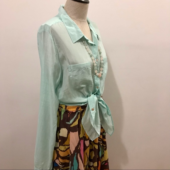 Calypso St. Barth light green cotton and silk button-down shirt. Size M. NWOT - Picture 2 of 13